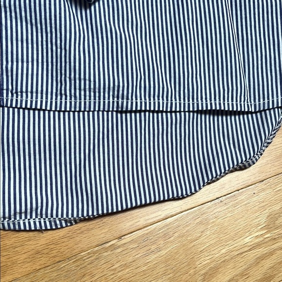 White and Blue Ruffled Long Sleeve Blouse - Picture 6 of 10